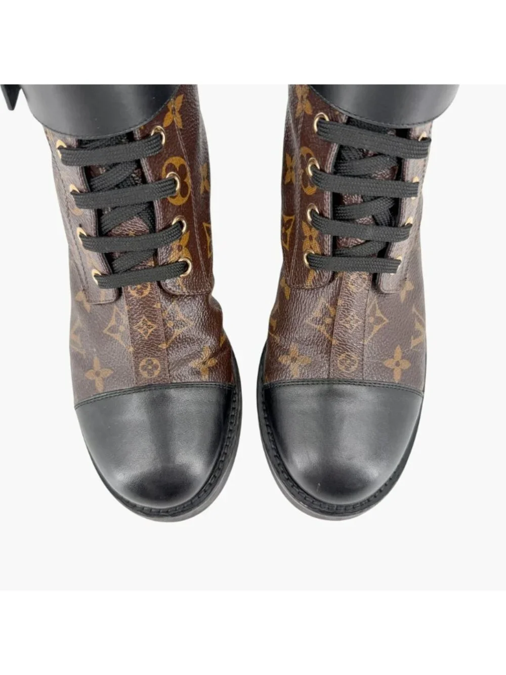 Louis Vuitton Ranger Wonderland Combat Boots Brown LV Size 36.5 US 6.5 Women’s